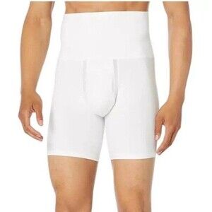 Spanx Boxer Brief Mens Medium White Ultra Sculpt Shaping Stretch Cotton New